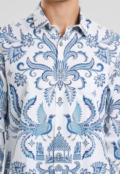 MANZONE - Kemeja Batik Lengan Panjang Pria Pramudjo Modern Fit - Blue