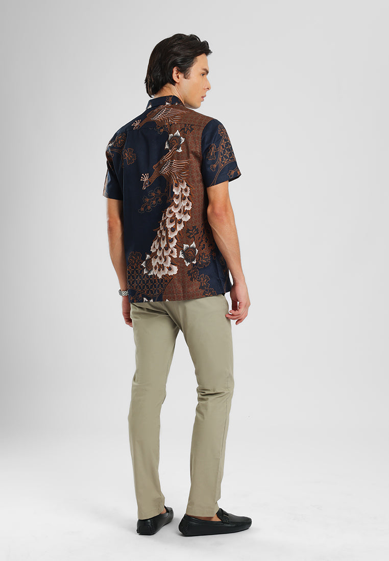MANZONE - Kemeja Batik Lengan Pendek Pria Wanayasa Modern Fit - Navy