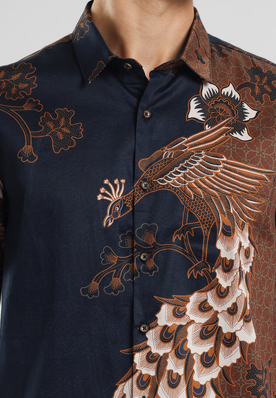 MANZONE - Kemeja Batik Lengan Pendek Pria Wanayasa Modern Fit - Navy