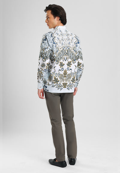 MANZONE - Kemeja Batik Lengan Panjang Pria Wisanggeni Modern Fit - Beige