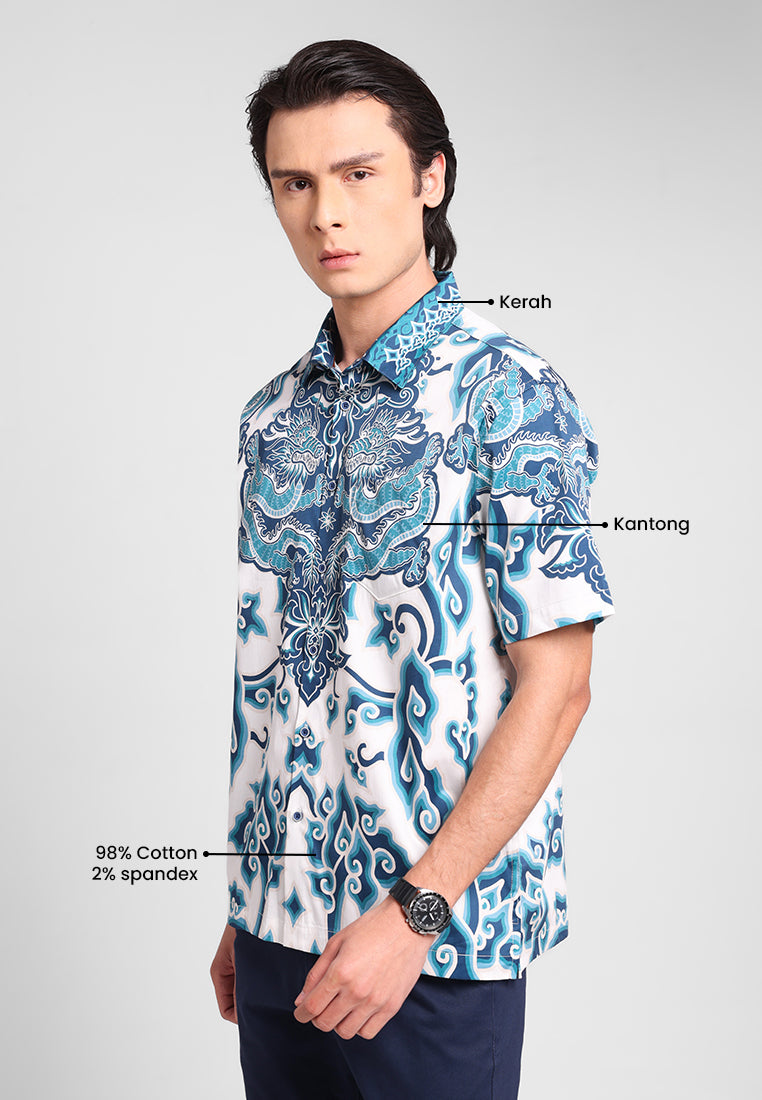 MANZONE - Kemeja Batik Lengan Pendek Wiratanu Comfort Fit - Navy