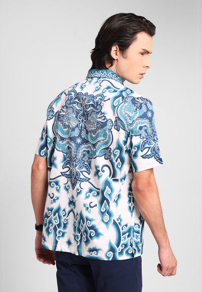 MANZONE - Kemeja Batik Lengan Pendek Wiratanu Comfort Fit - Navy