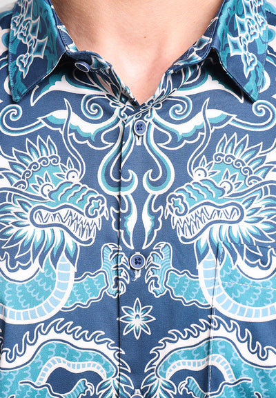MANZONE - Kemeja Batik Lengan Pendek Wiratanu Comfort Fit - Navy