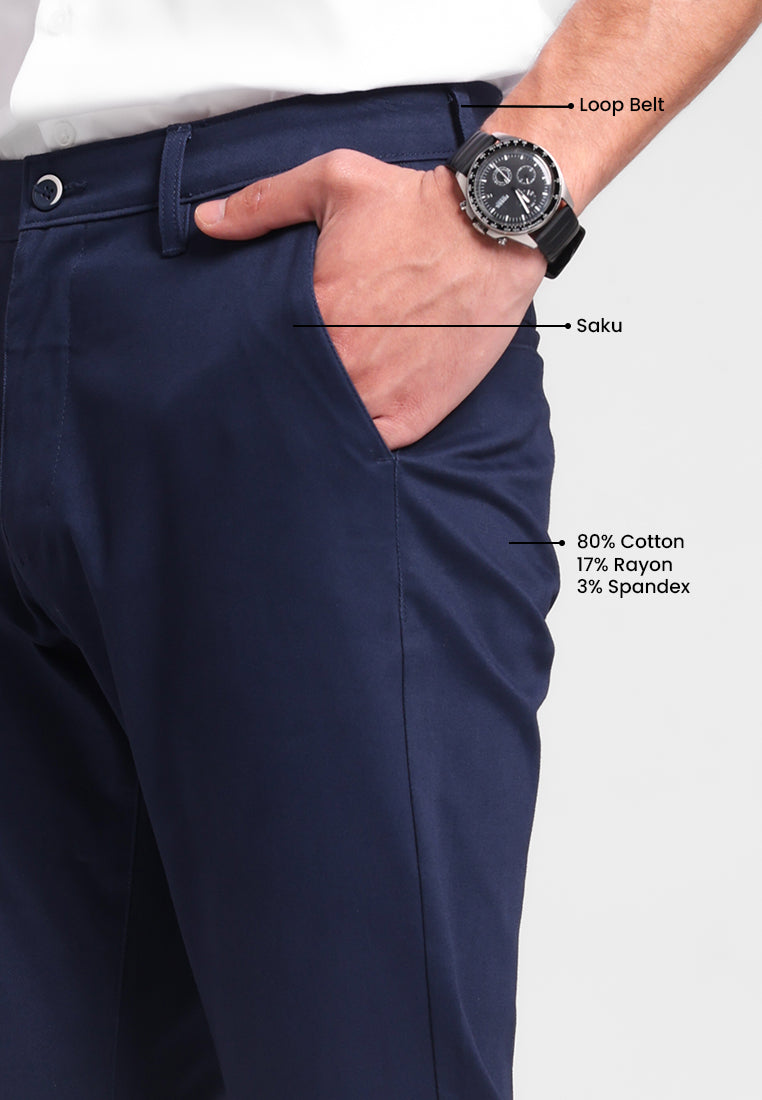 MANZONE - Celana Panjang Chinos Pria Turner 02 Reguler Fit - Dark Navy