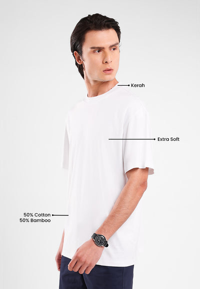 MANZONE - Kaos Lengan Pendek Pria Nova 05 Relaxed Fit - White