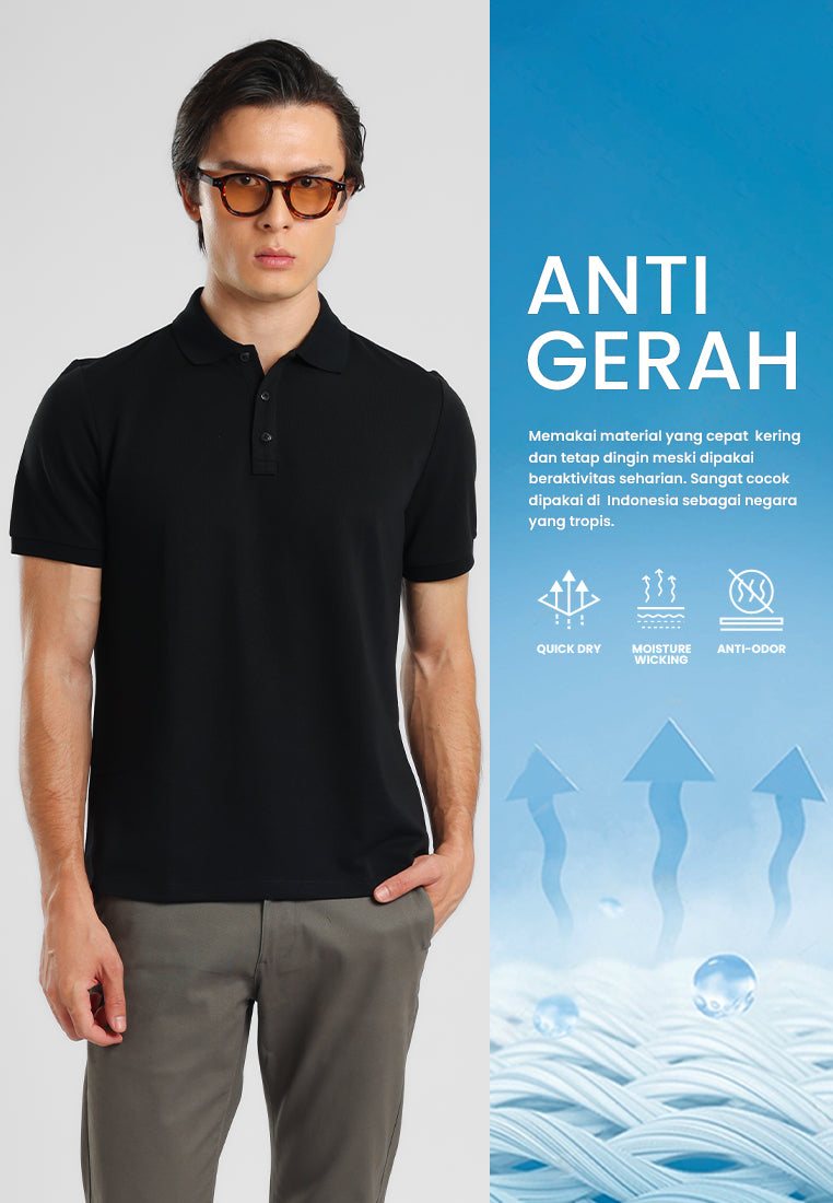 MANZONE - Kaos Polo Shirt Lengan Pendek Pria Raiden 02 Slim Fit - Black