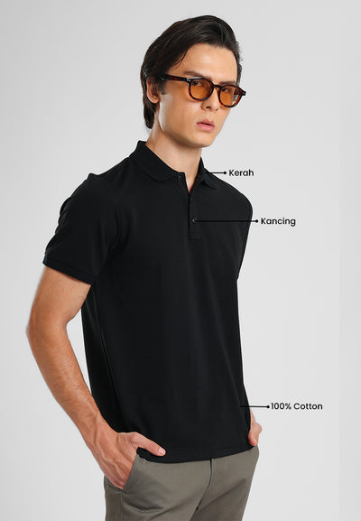 MANZONE - Kaos Polo Shirt Lengan Pendek Pria Raiden 02 Slim Fit - Black