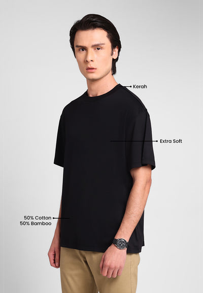 MANZONE - Kaos Lengan Pendek Pria Nova 01 Relaxed Fit - Black