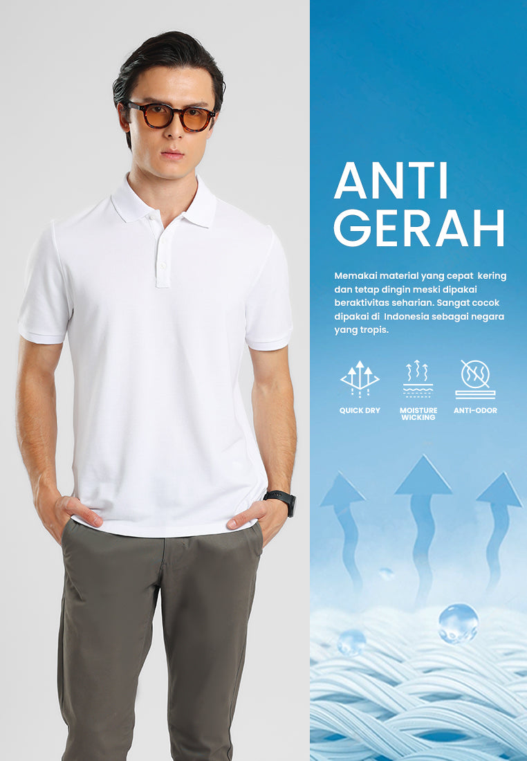 MANZONE - Kaos Polo Shirt Lengan Pendek Pria Raiden 01 Slim Fit - White