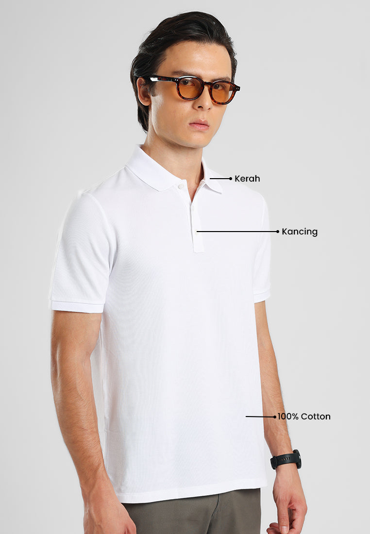 MANZONE - Kaos Polo Shirt Lengan Pendek Pria Raiden 01 Slim Fit - White