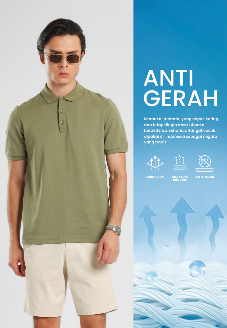 MANZONE - Kaos Polo Shirt Lengan Pendek Pria Raiden 06 Slim Fit - Olive Light