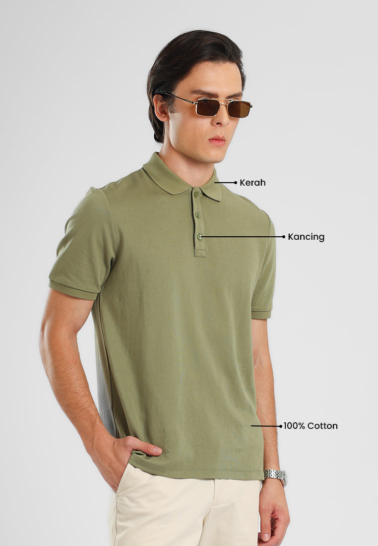MANZONE - Kaos Polo Shirt Lengan Pendek Pria Raiden 06 Slim Fit - Olive Light