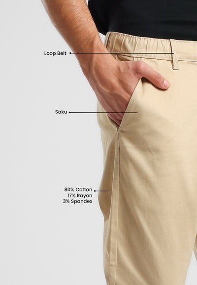 MANZONE - Celana Pria Ankle Tobias 03 Relaxed Fit - Cream