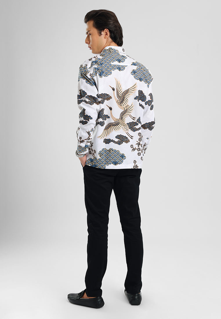 MANZONE - Kemeja Batik Lengan Panjang Arjuno Comfort fit - White