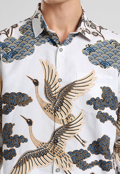 MANZONE - Kemeja Batik Lengan Panjang Arjuno Comfort fit - White