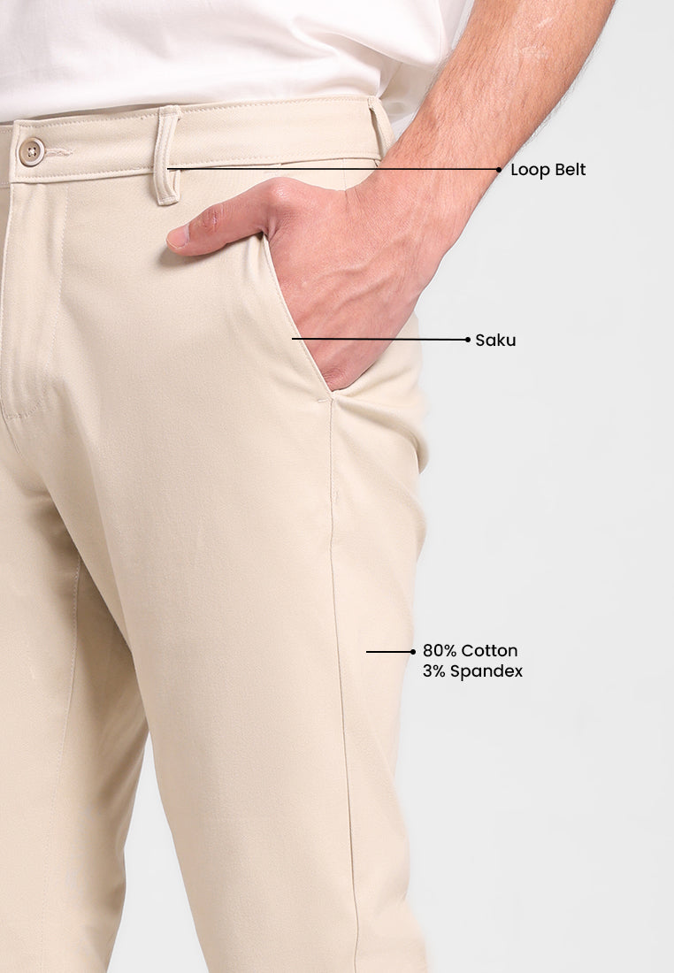 MANZONE - Celana Panjang Chinos Pria Lorenzo 02 Slim Fit - Beige
