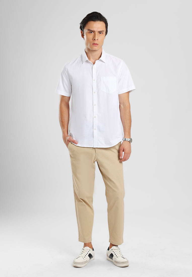 MANZONE - Kemeja Oxford Quick Dry Lengan Pendek Pria Jaxen 02 Modern Fit - White