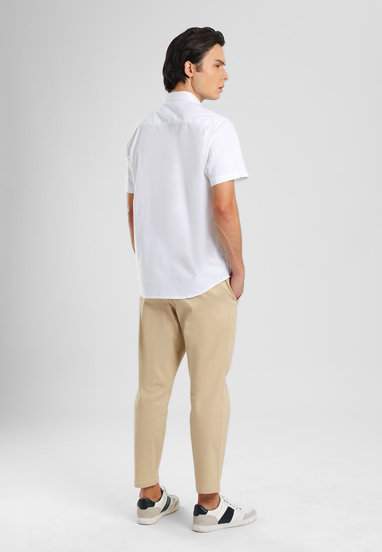 MANZONE - Kemeja Oxford Quick Dry Lengan Pendek Pria Jaxen 02 Modern Fit - White