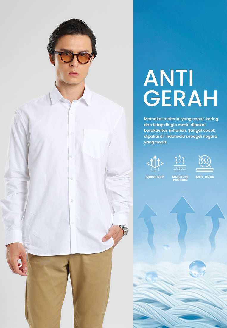 MANZONE - Kemeja Lengan Panjang Pria Lyra 01 Comfort Fit - White