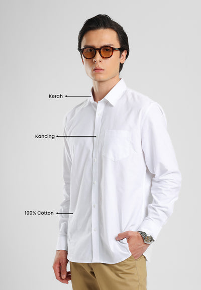 MANZONE - Kemeja Lengan Panjang Pria Lyra 01 Comfort Fit - White