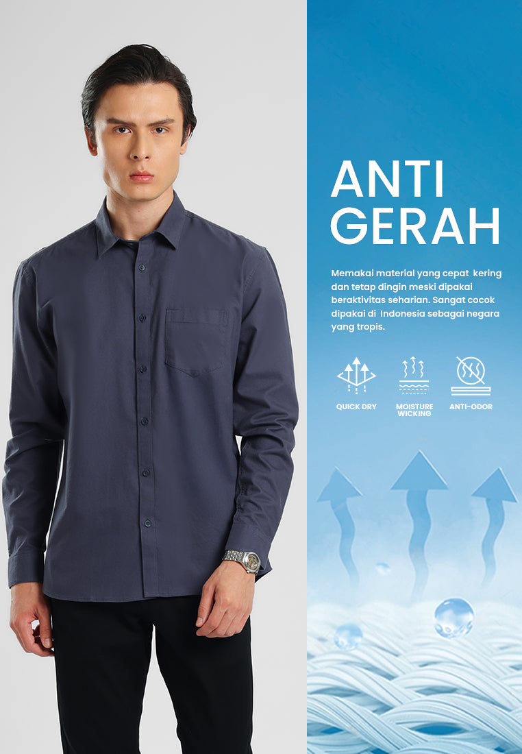 MANZONE - Kemeja Lengan Panjang Pria Lyra 05 Comfort Fit - Navy