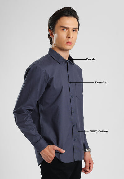 MANZONE - Kemeja Lengan Panjang Pria Lyra 05 Comfort Fit - Navy