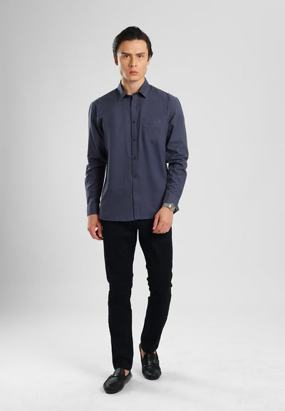 MANZONE - Kemeja Lengan Panjang Pria Lyra 05 Comfort Fit - Navy