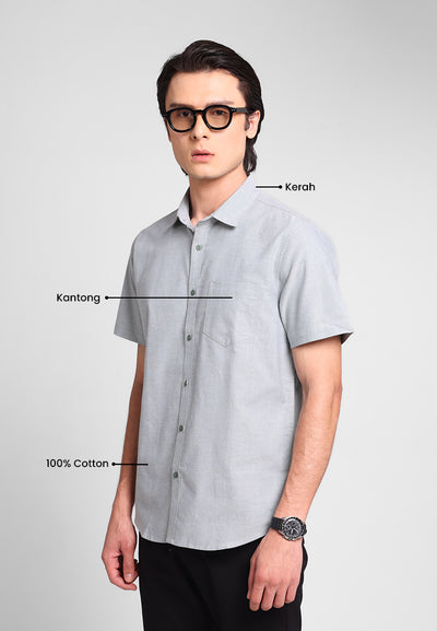 MANZONE - Kemeja Oxford Quick Dry Lengan Pendek Pria Jaxen 04 Modern Fit - Olive