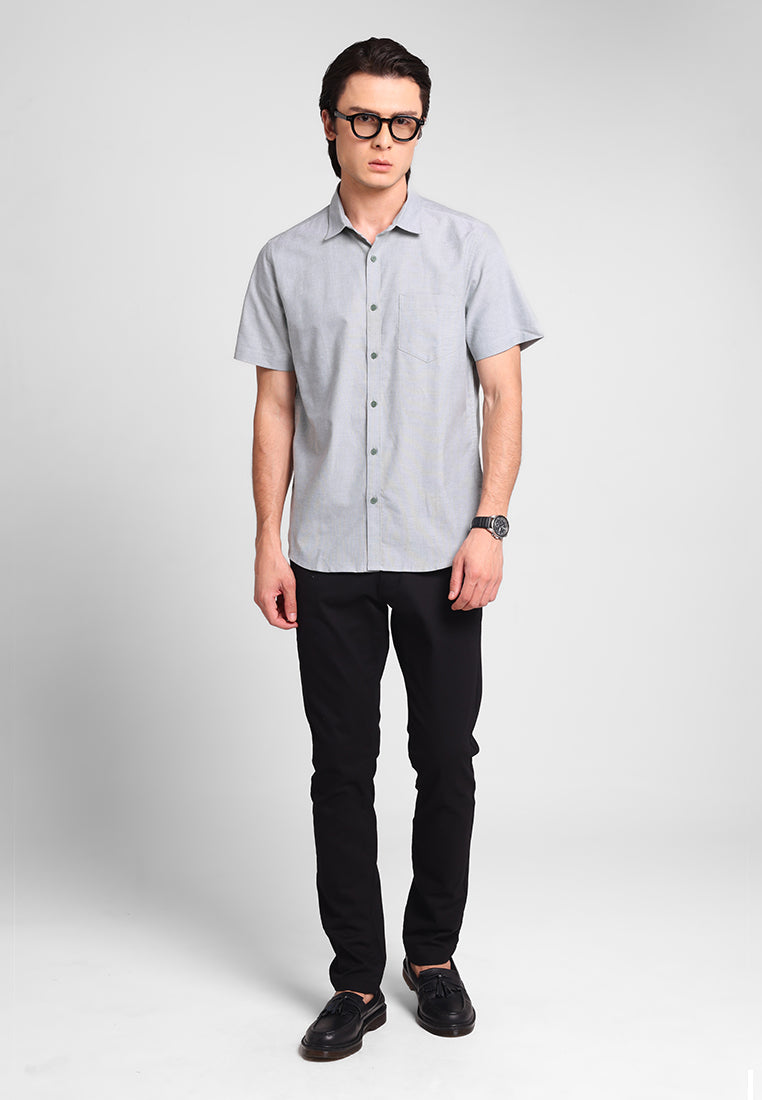 MANZONE - Kemeja Oxford Quick Dry Lengan Pendek Pria Jaxen 04 Modern Fit - Olive