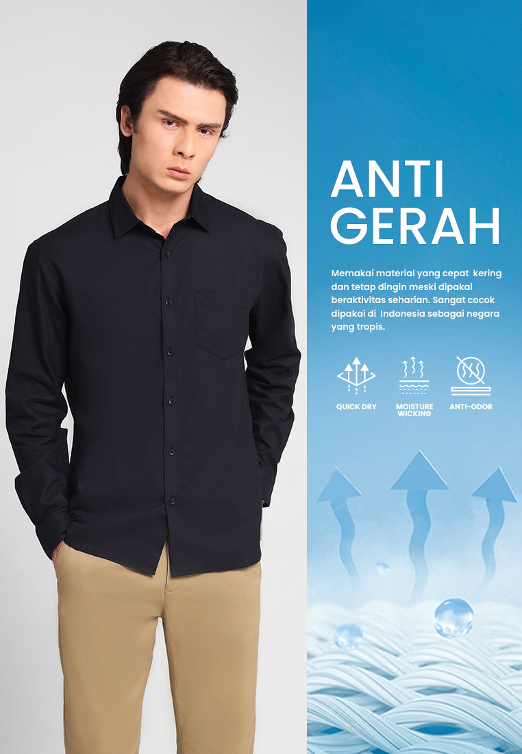 MANZONE - Kemeja Lengan Panjang Pria Lyra 06 Comfort Fit - Black