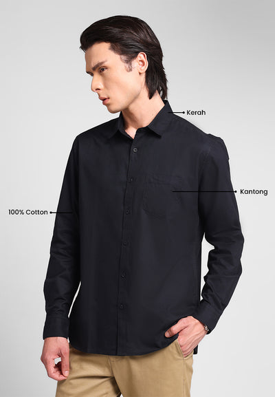 MANZONE - Kemeja Lengan Panjang Pria Lyra 06 Comfort Fit - Black