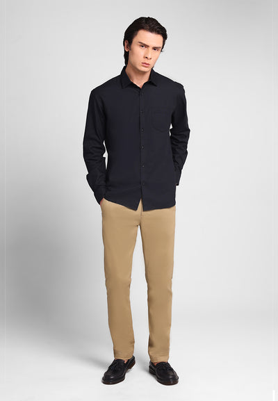 MANZONE - Kemeja Lengan Panjang Pria Lyra 06 Comfort Fit - Black