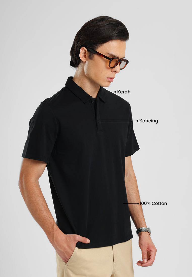MANZONE - Polo Shirt Lengan Pendek Pria Otto 02 - Black
