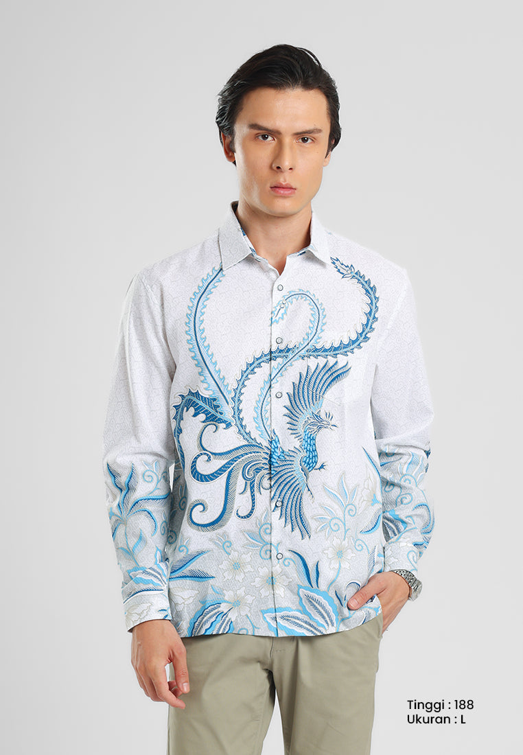 MANZONE - Kemeja Batik Lengan Manzone Shena - White