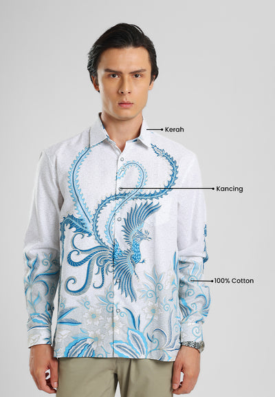 MANZONE - Kemeja Batik Lengan Manzone Shena - White