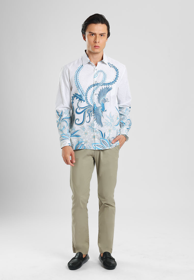 MANZONE - Kemeja Batik Lengan Manzone Shena - White