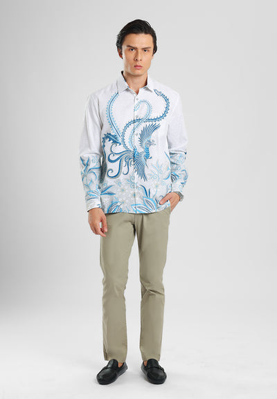 MANZONE - Kemeja Batik Lengan Manzone Shena - White