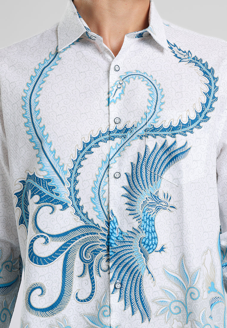 MANZONE - Kemeja Batik Lengan Manzone Shena - White