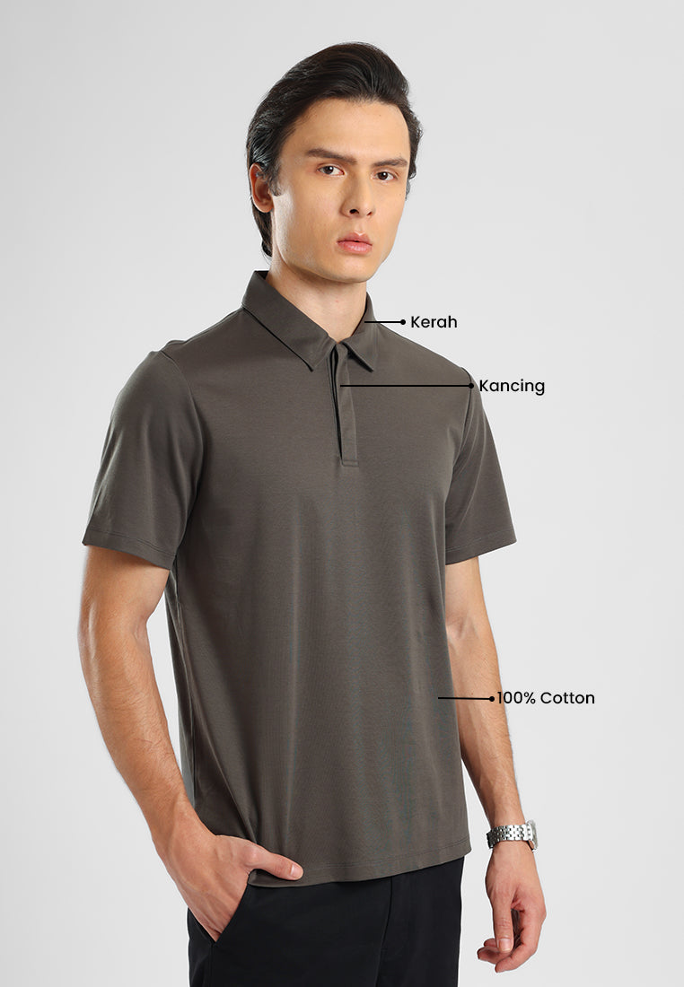 MANZONE - Polo Shirt Lengan Pendek Pria Otto 05 - Dark Grey