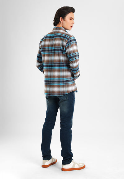 MANZONE - Kemeja Lengan Panjang Pria Cassius 04 Comfort Fit - Dark Brown