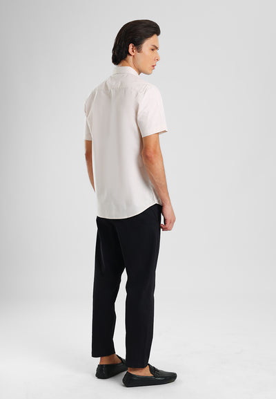 MANZONE - Kemeja Oxford Quick Dry Lengan Pendek Pria Jaxen 03 Modern Fit - Beige