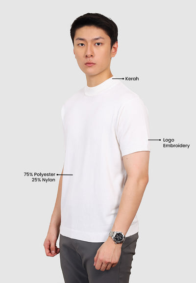 MANZONE X Hermanto Tanoko - Kaos Knit Lengan Pendek Pria Nobel 01 - White