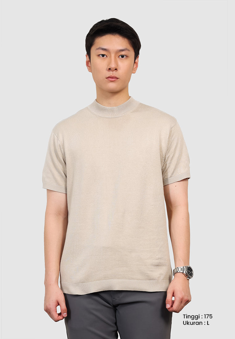 MANZONE X Hermanto Tanoko - Kaos Knit Lengan Pendek Pria Nobel 03 - Beige