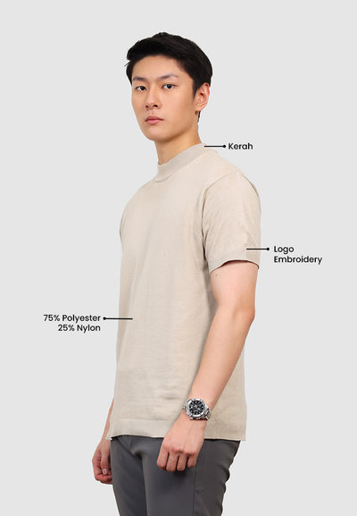 MANZONE X Hermanto Tanoko - Kaos Knit Lengan Pendek Pria Nobel 03 - Beige