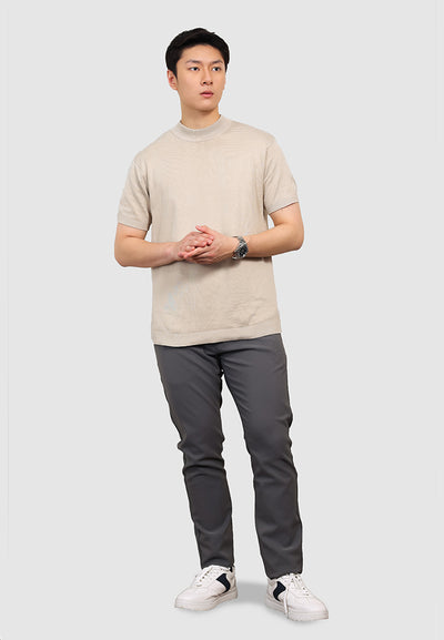 MANZONE X Hermanto Tanoko - Kaos Knit Lengan Pendek Pria Nobel 03 - Beige