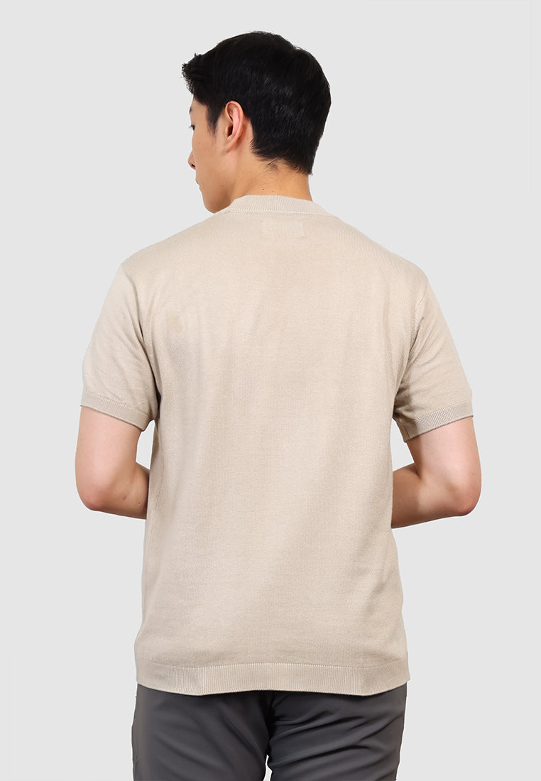 MANZONE X Hermanto Tanoko - Kaos Knit Lengan Pendek Pria Nobel 03 - Beige
