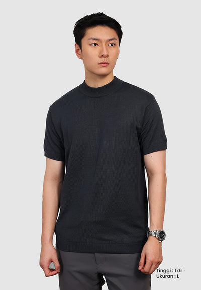 MANZONE X Hermanto Tanoko - Kaos Knit Lengan Pendek Pria Nobel 04 - Dark Grey