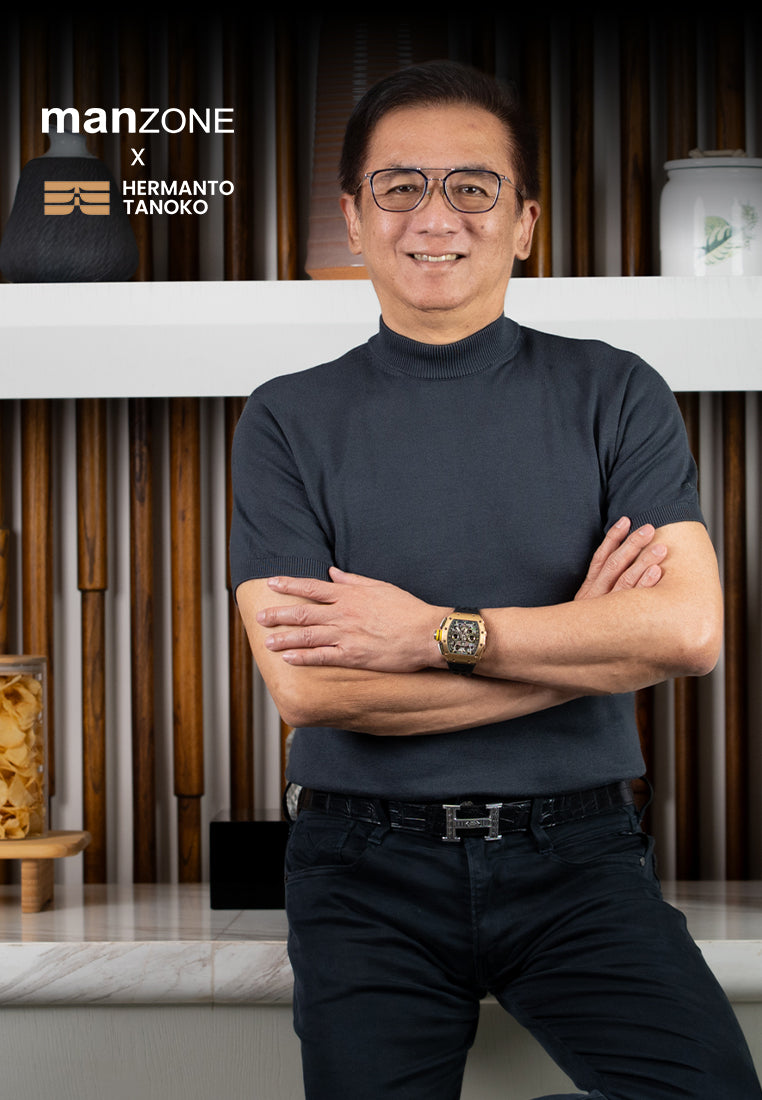 MANZONE X Hermanto Tanoko - Kaos Knit Lengan Pendek Pria Nobel 04 - Dark Grey