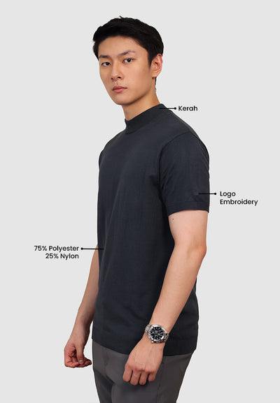 MANZONE X Hermanto Tanoko - Kaos Knit Lengan Pendek Pria Nobel 04 - Dark Grey