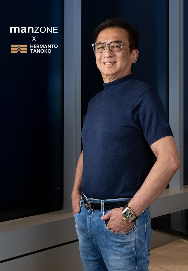 MANZONE X Hermanto Tanoko - Kaos Knit Lengan Pendek Pria Nobel 06 - Navy